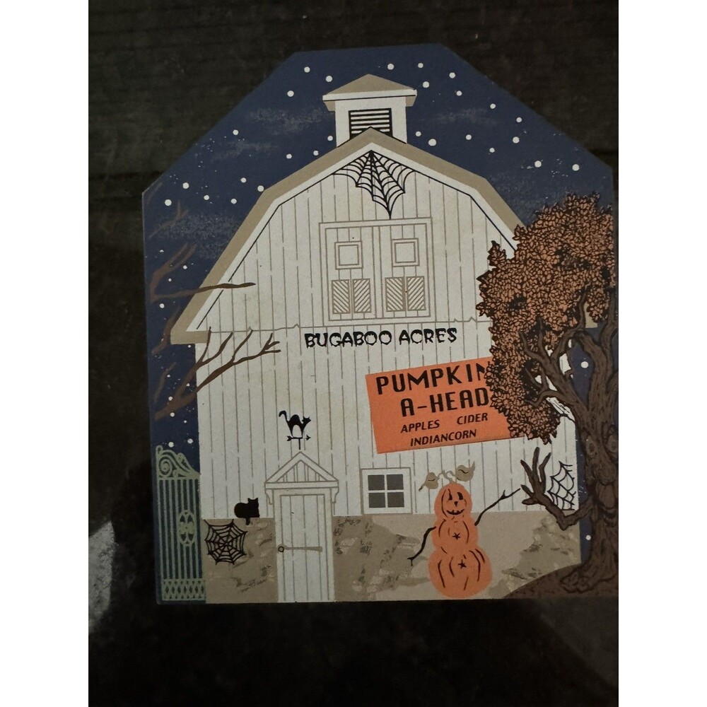 Vintage Cats Meow 2004 Wooden Halloween Bugaboo Acres Barn Glow in the Dark